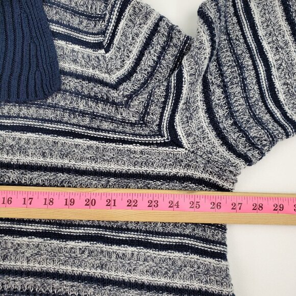 Catherines 2X Sweater Striped Knit Cowl Neck Pullover Navy Gray Plus Size Cozy - Picture 13 of 14